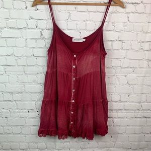 Hayden Los Angeles Lace Hem Ruffled Tank Blouse
